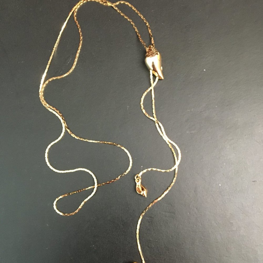 Gold tone lariat necklace